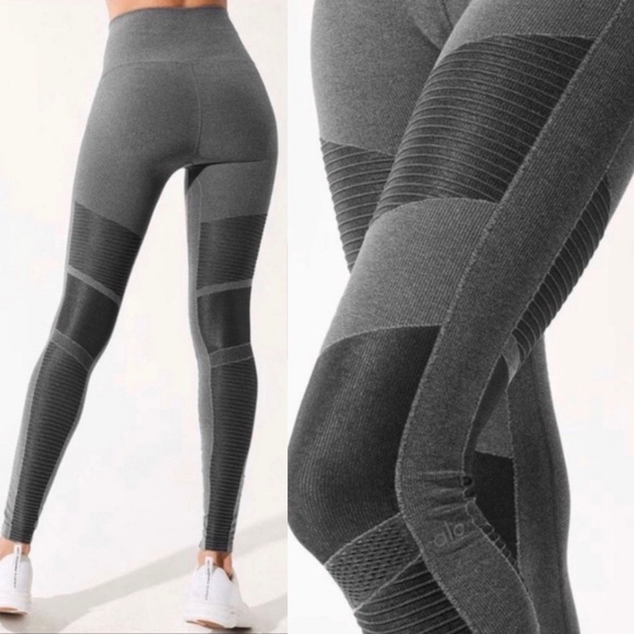 High-Waist Seamless Moto Leggings In Gray - Picture 9 of 12